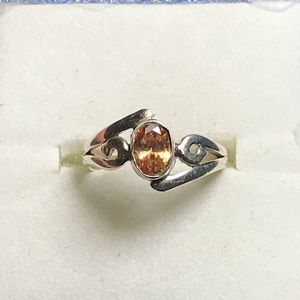 Orange Sapphire sterling silver ring